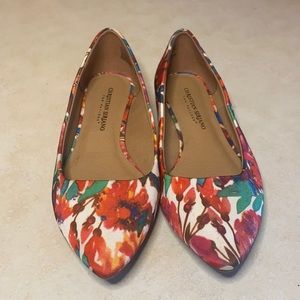 Christian Siriano Floral flats - pointed toe, light use, taffeta like material.